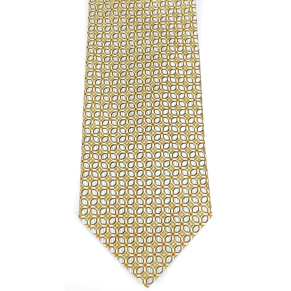 JOS A BANK Signature Collection Light Yellow Beige White Orange Dots Silk Tie - Picture 5 of 9